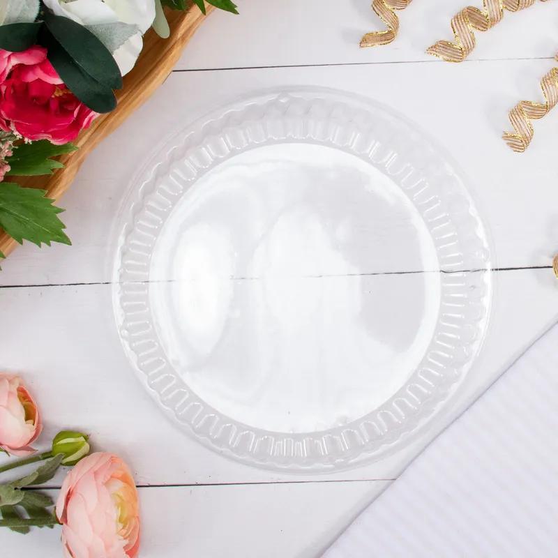 Dart® Lid Dome 2.2 IN 1 Compartment OPS Clear Round For Plate Unhinged 125 Count/Pack 4 Packs/Case 500 Count/Case