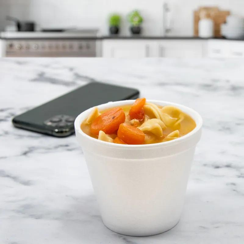 Dart® J Cup® Food Container Base 6 OZ EPS White Round Insulated 50 Count/Pack 20 Packs/Case 1000 Count/Case