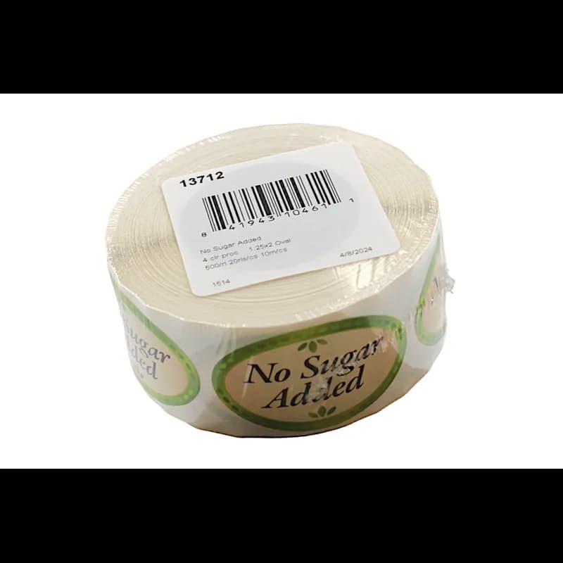 No Sugar Added Bakery Flavor Label 1.25X2 IN Oval 4 Color Process 500 Count/Roll 5 Rolls/Sleeve