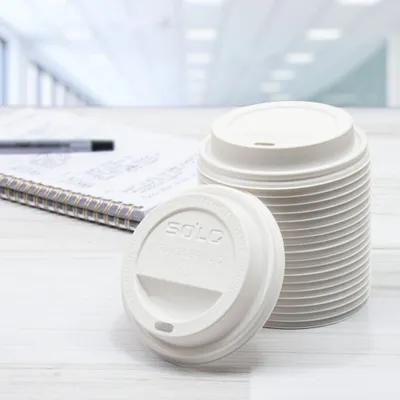 Solo® Traveler® Lid Dome 3.695X0.73 IN PP White For 10-24 OZ Hot Cup Microwave Safe 950/Case
