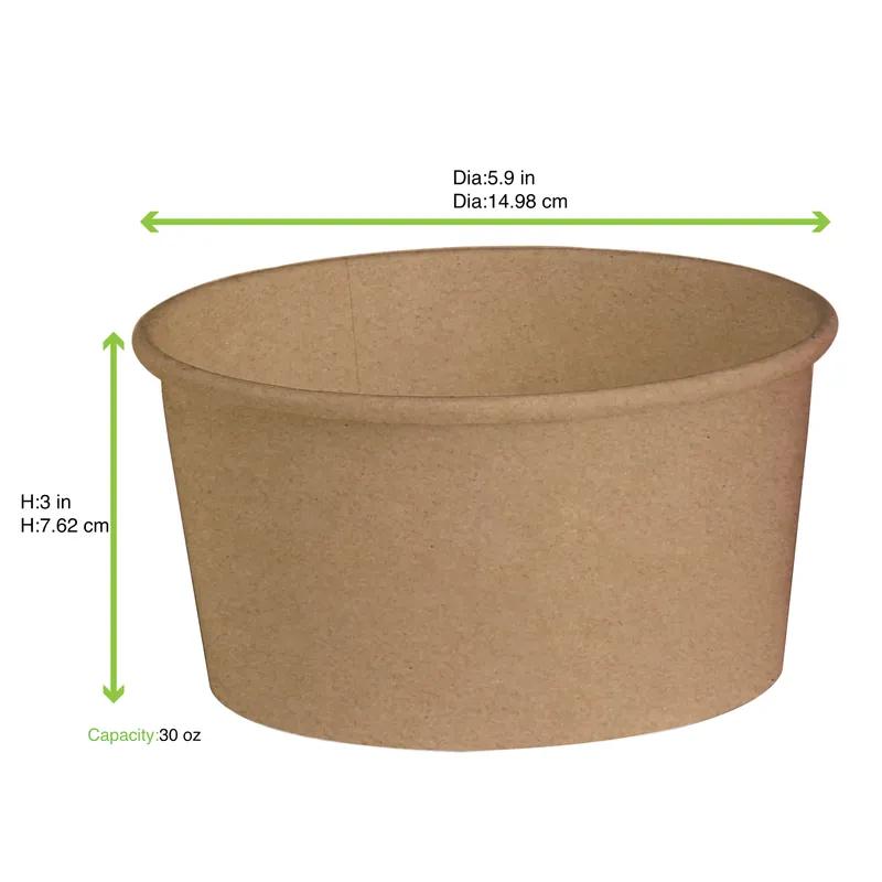 Bucket & Tub 30 OZ Paper Kraft Round Freezer Safe Microwave Safe 45 Count/Pack 8 Packs/Case 360 Count/Case