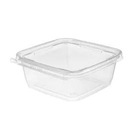 Safe-T-Fresh® Deli Container Hinged With Flat Lid 24 OZ RPET Clear Square With Insert 252/Case