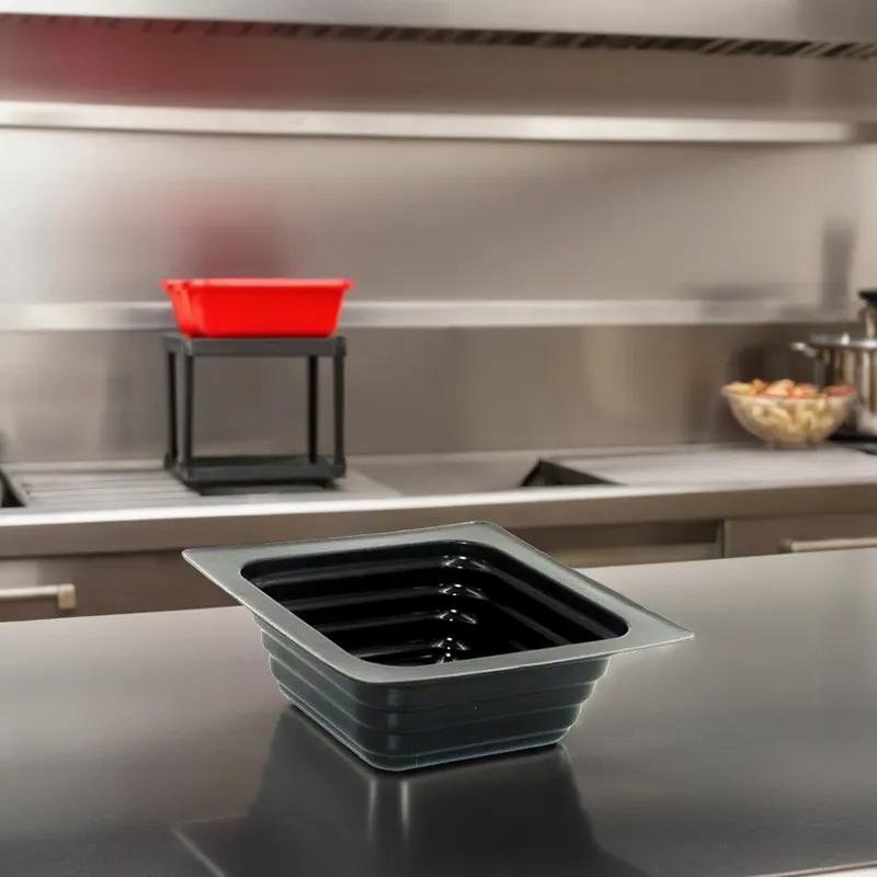 WNA Atrium Take-Out Container Base 3.48X3.48X1.3 IN OPS Black Square 2500/Case