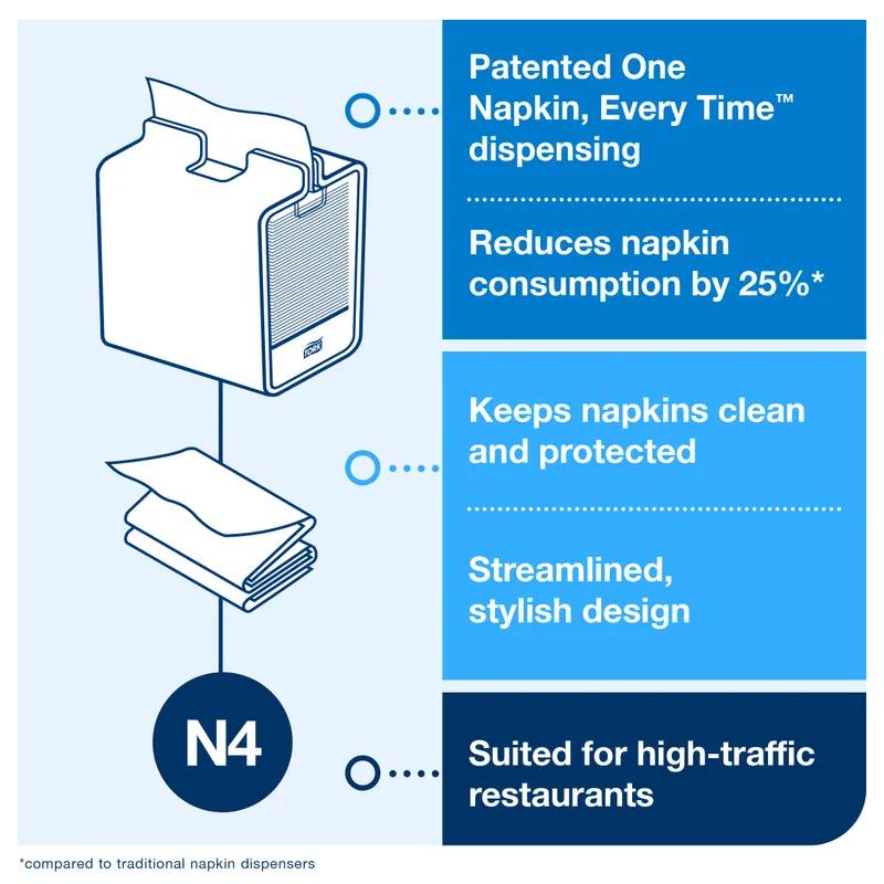 Tork Xpressnap® N4 Napkin Dispenser 5.91X7.1X8.23 IN Silver Metal Tabletop 1/Each