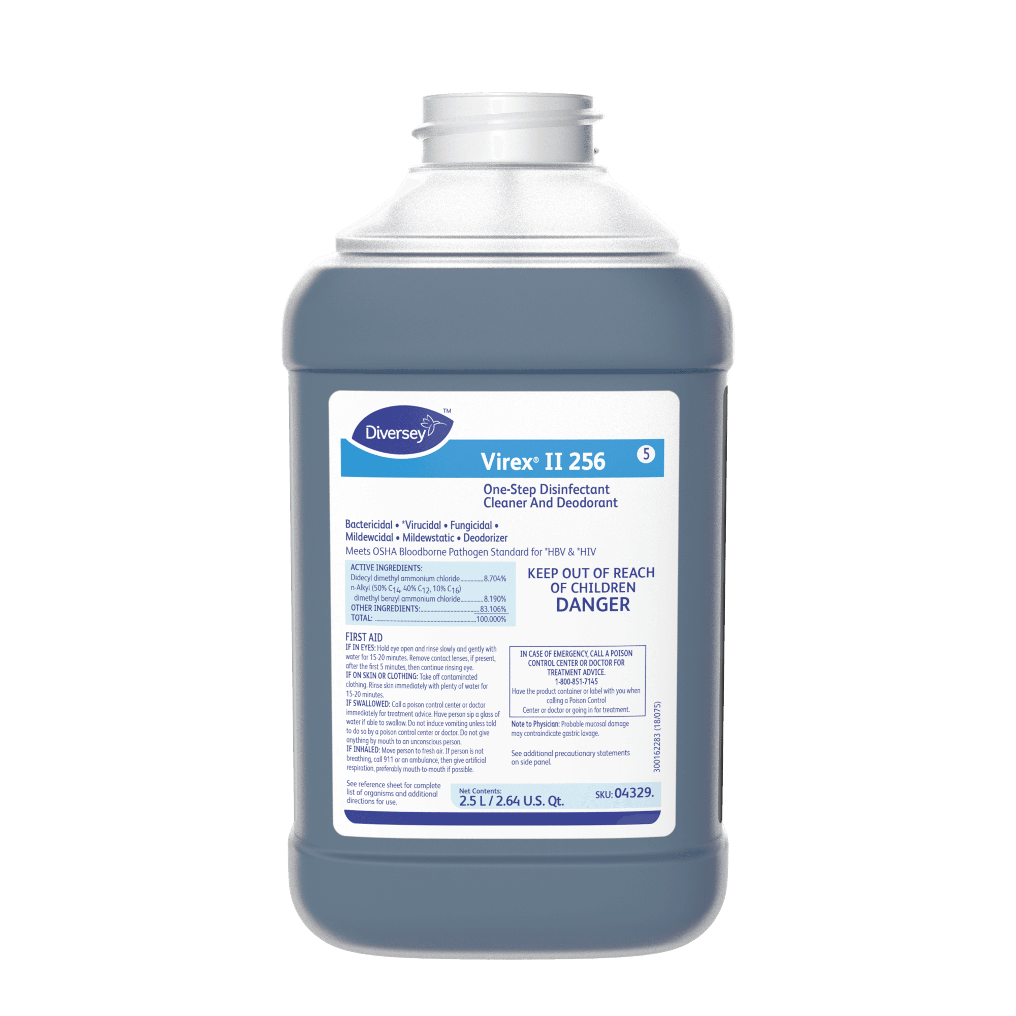 Virex® II 256 Mint One-Step Disinfectant Deodorizer 2.5 L Multi Surface Liquid Concentrate Quat For J-Fill® 2/Case