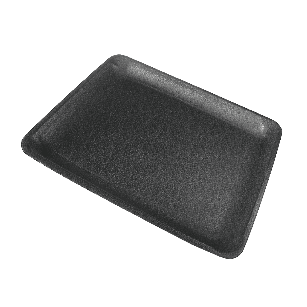 9L Meat Tray 11.75X9.75X0.5 IN Polystyrene Foam Black Rectangle 200/Case
