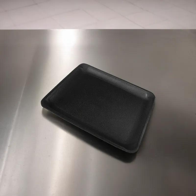 9L Meat Tray 11.75X9.75X0.5 IN Polystyrene Foam Black Rectangle 200/Case