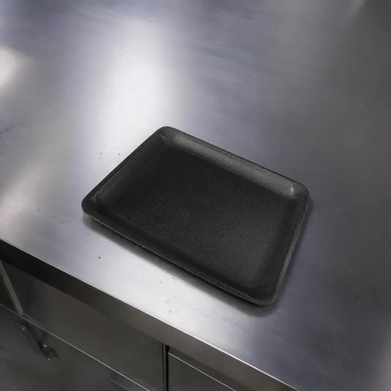 9L Meat Tray 11.75X9.75X0.5 IN Polystyrene Foam Black Rectangle 200/Case