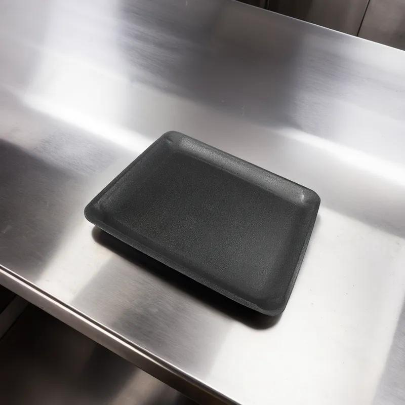 9L Meat Tray 11.75X9.75X0.5 IN Polystyrene Foam Black Rectangle 200/Case