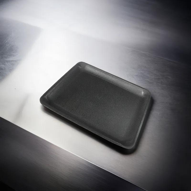 9L Meat Tray 11.75X9.75X0.5 IN Polystyrene Foam Black Rectangle 200/Case