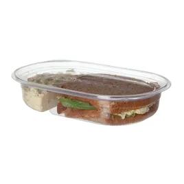 Deli Container Base With Flat Lid 32 OZ 2 Compartment PLA Clear Oval 400/Case