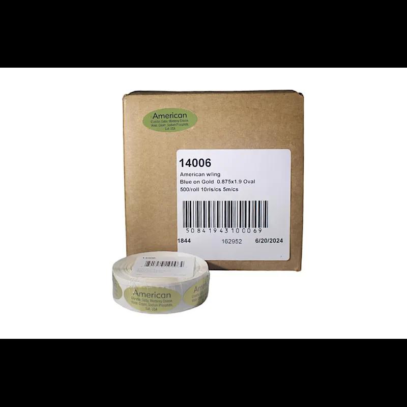 American Deli Ingredient Label 0.875X1.9 IN Blue Gold Oval Ingredients 500 Count/Roll 10 Rolls/Case 5000 Count/Case