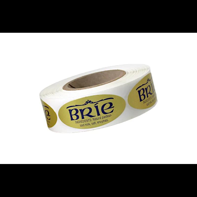Brie Deli Ingredient Label 0.875X1.9 IN Blue Gold Oval Ingredients 500 Count/Roll 10 Rolls/Case 5000 Count/Case