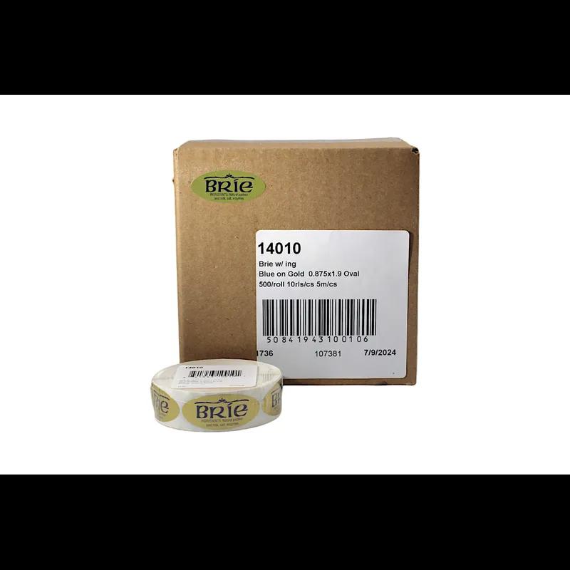 Brie Deli Ingredient Label 0.875X1.9 IN Blue Gold Oval Ingredients 500 Count/Roll 10 Rolls/Case 5000 Count/Case