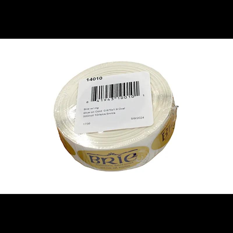 Brie Deli Ingredient Label 0.875X1.9 IN Blue Gold Oval Ingredients 500 Count/Roll 10 Rolls/Case 5000 Count/Case