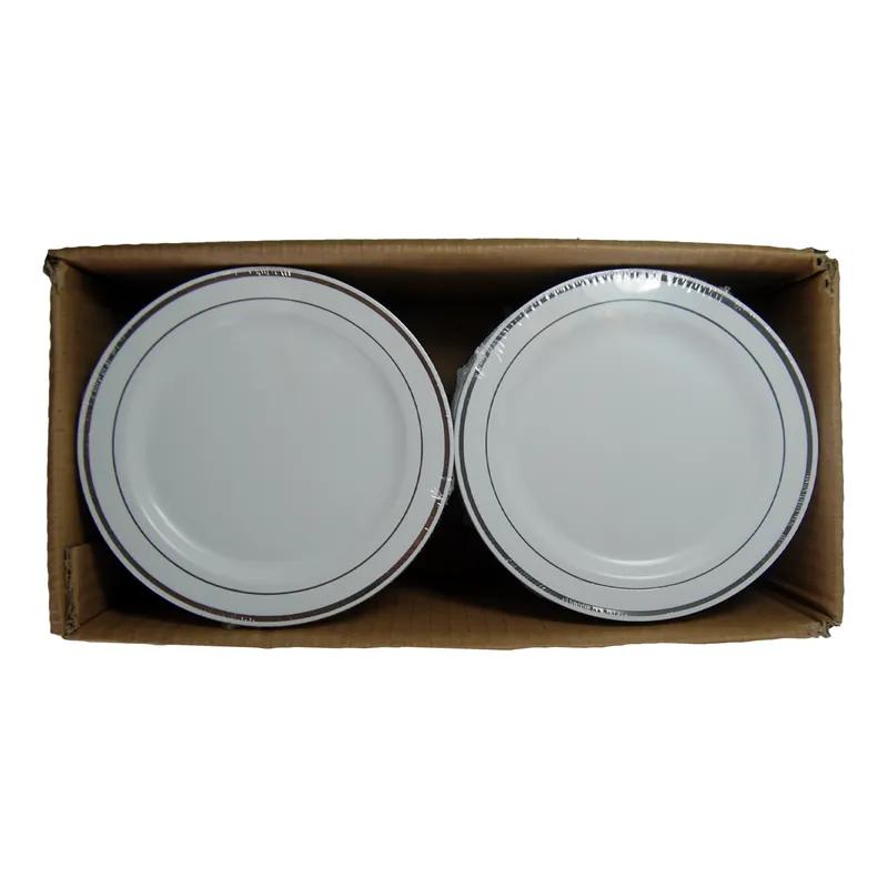 Plate 6 IN PS White Silver Round 144/Case