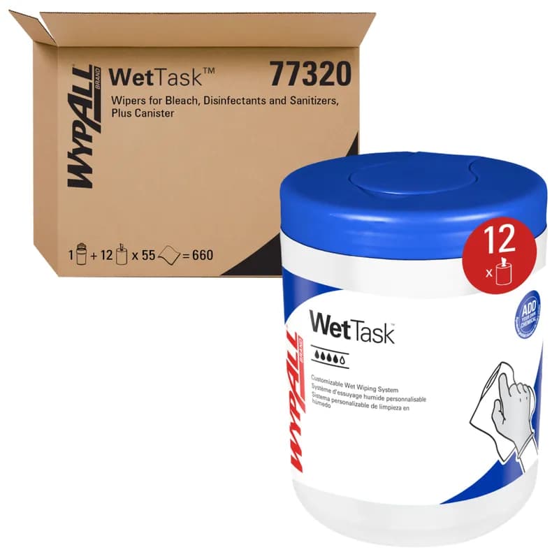 WypAll® WetTask For Bleach, Disinfectants & Sanitizers Cleaning Wipe 12X6 IN Critical Clean 55 Sheets/Roll 12 Rolls/Case