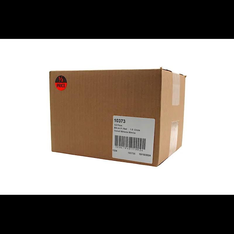 1/2 Price Promo Label 1.5 IN Black Fluorescent Red Circle 1000 Count/Roll 50 Rolls/Case 50000 Count/Case