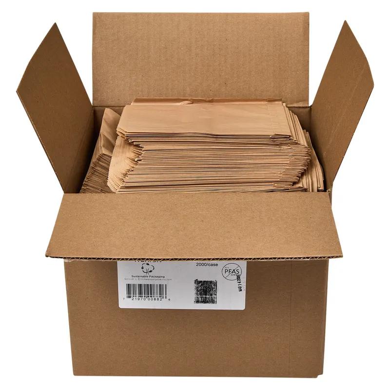 Sandwich Pastry Bag 6.5X1X8 IN Dry Wax Paper Kraft Gusset 2000/Case