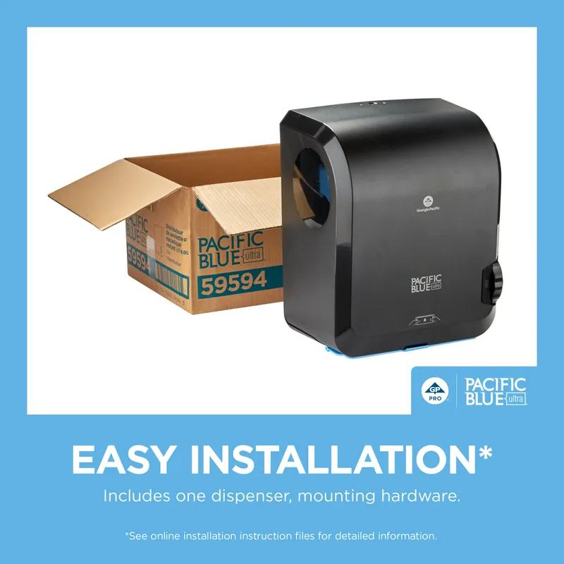 Pacific Blue Ultra™ Paper Towel Dispenser 8 IN Wall Mount Black Mechanical Touchless High Capacity Water Resistant 1/Each
