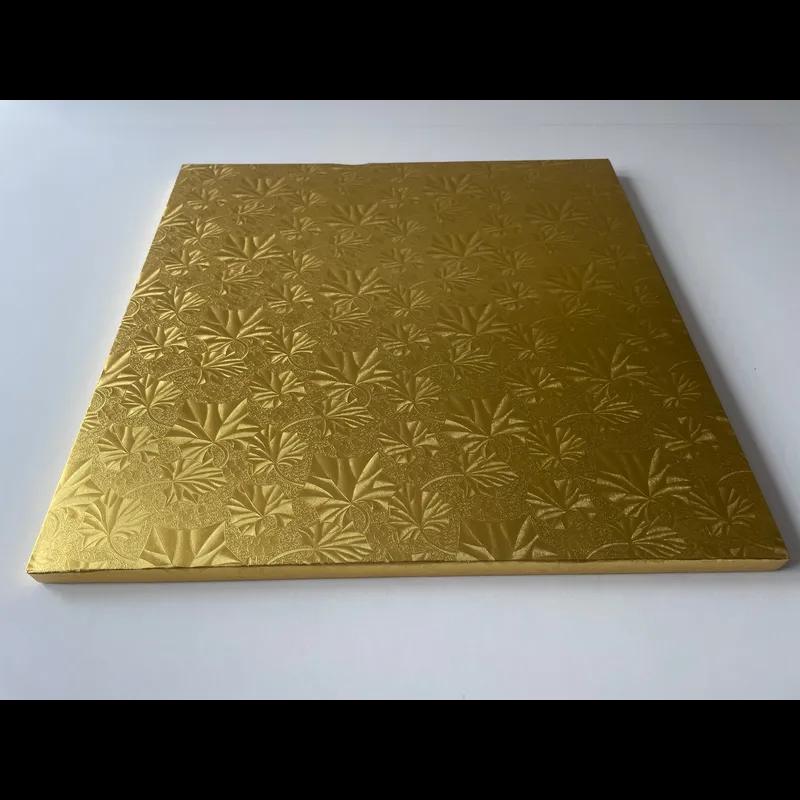 Cake Board 14X14X0.5 IN Paperboard Gold Square Embossed 12/Case