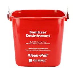 San Jamar Kleen-Pail® Utility Bucket & Pail 6 QT Plastic Red Metal Handle 1/Each