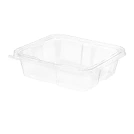 Safe-T-Fresh® Deli Container Hinged With Flat Lid 48 OZ RPET Clear Rectangle 150/Case