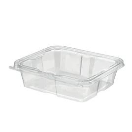 Safe-T-Fresh® Deli Container Hinged With Flat Lid 48 OZ rDPET Clear Rectangle 150/Case