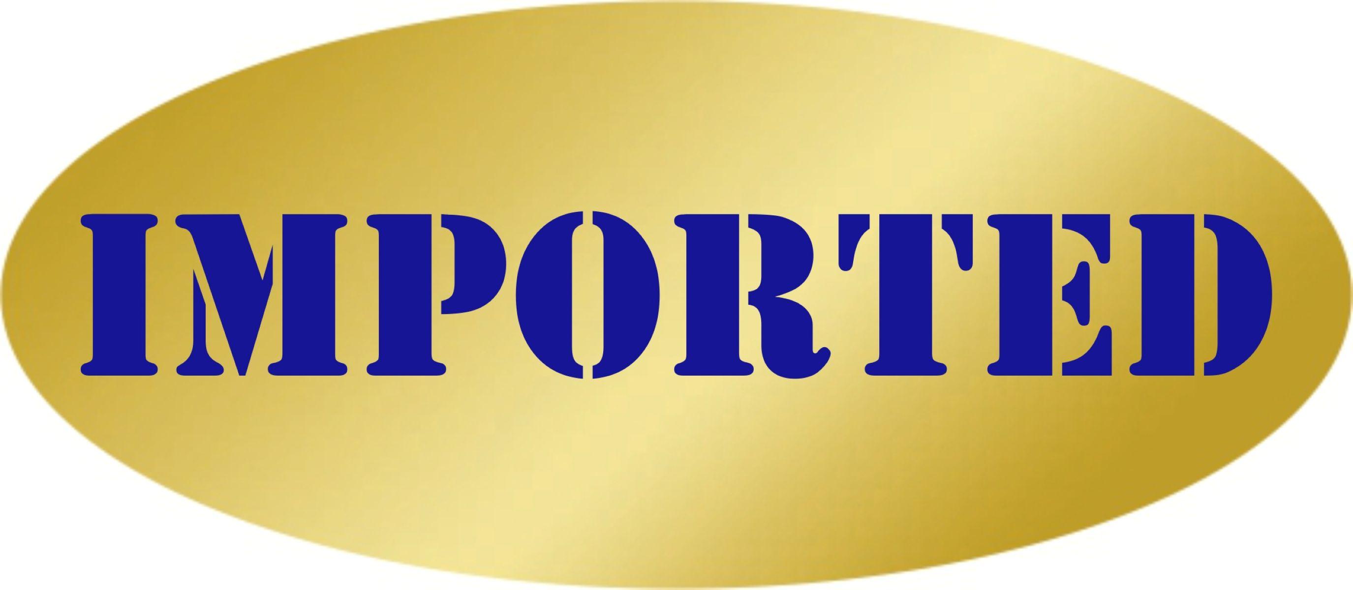 Imported Deli Label 0.875X1.9 IN Blue Gold Oval 500 Count/Roll 10 Rolls/Case 5000 Count/Case