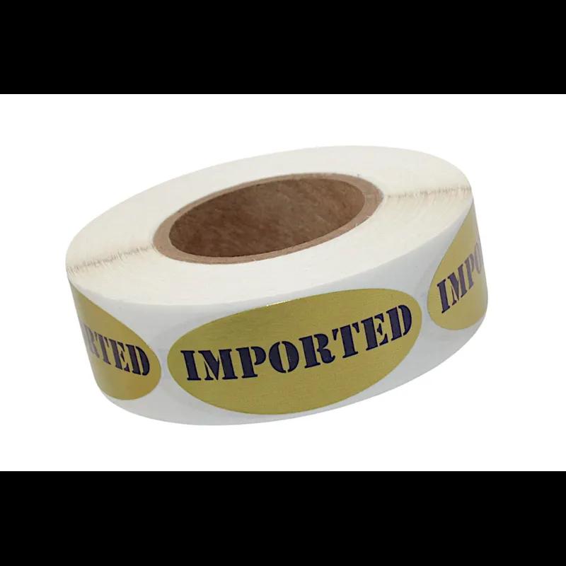 Imported Deli Label 0.875X1.9 IN Blue Gold Oval 500 Count/Roll 10 Rolls/Case 5000 Count/Case
