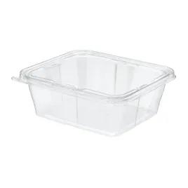 Safe-T-Fresh® Deli Container Hinged With Flat Lid 64 OZ RPET Clear Rectangle 150/Case