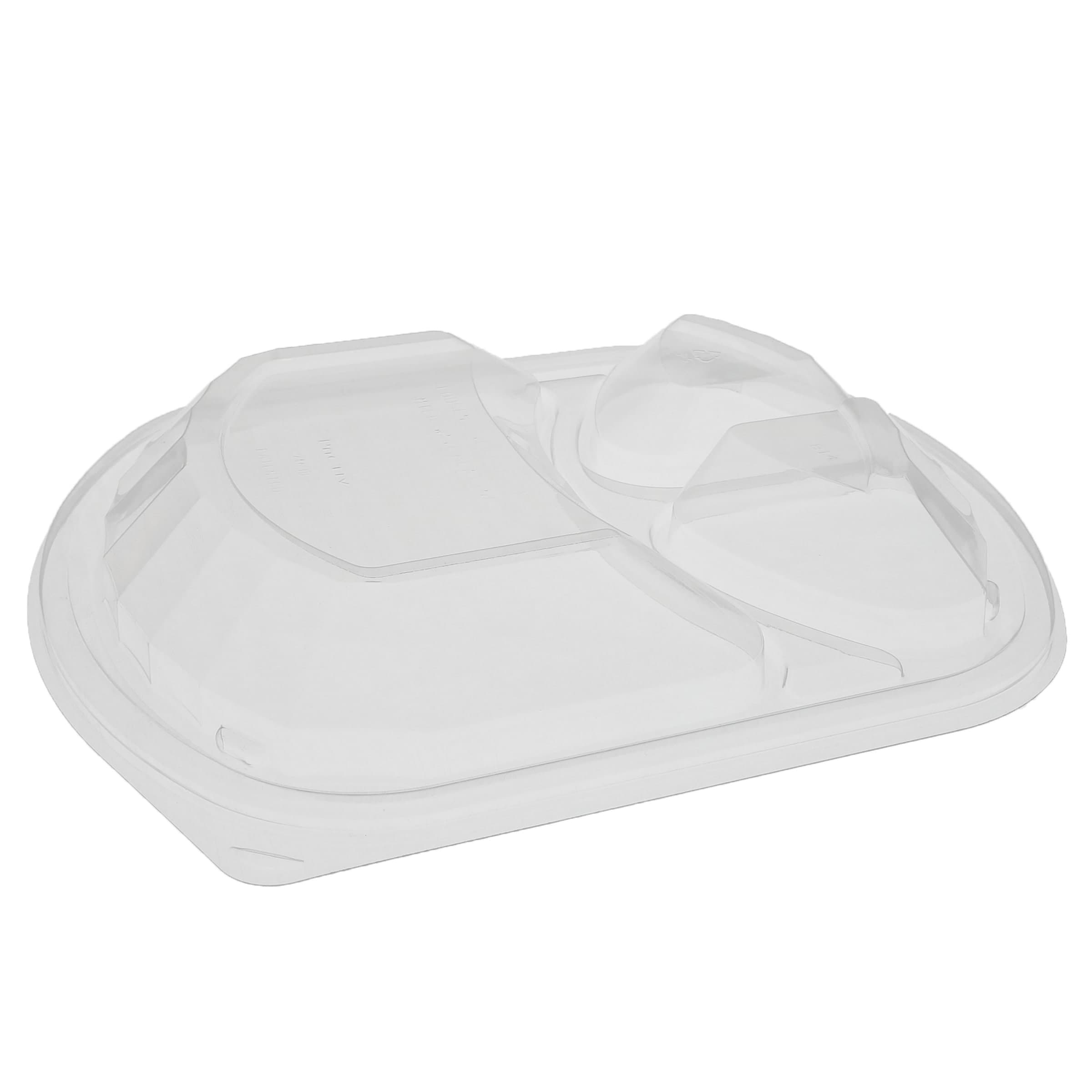 Lid Dome 9.4X8X1.25 IN 3 Compartment OPS Clear Oval For Container 250/Case