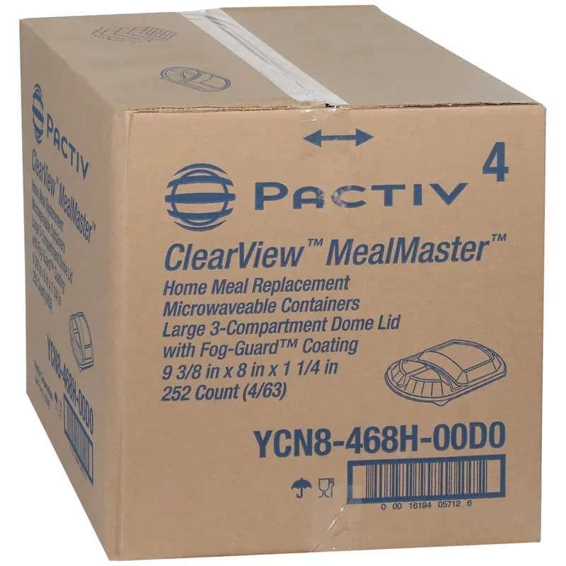 Lid Dome 9.4X8X1.25 IN 3 Compartment OPS Clear Oval For Container 250/Case