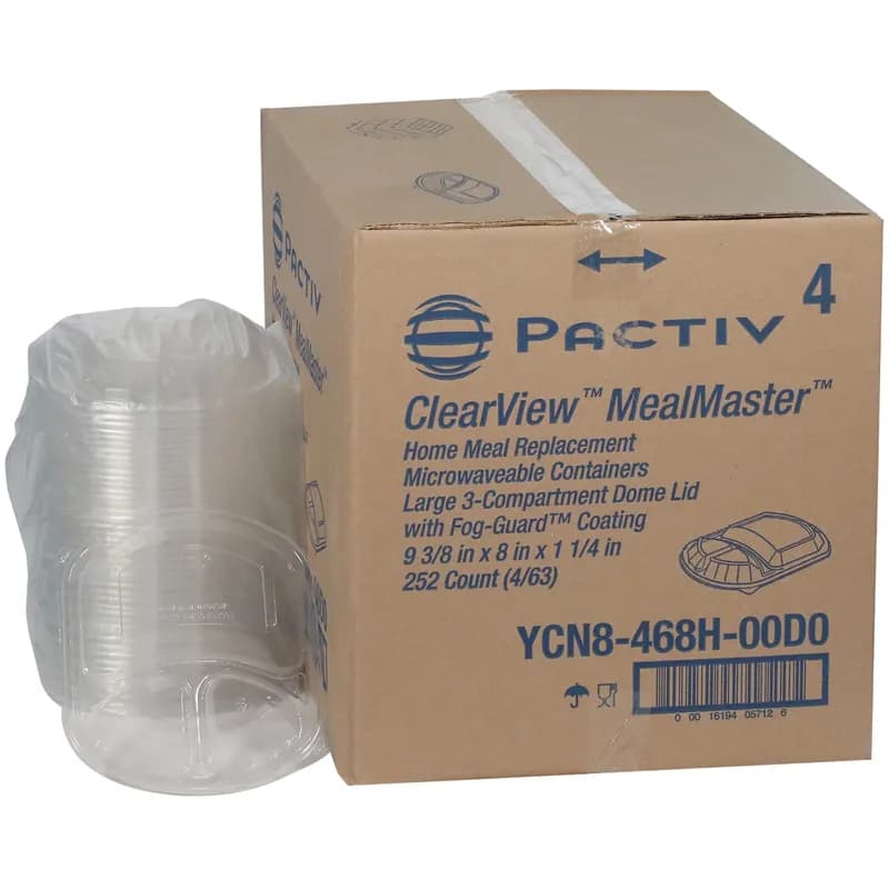 Lid Dome 9.4X8X1.25 IN 3 Compartment OPS Clear Oval For Container 250/Case