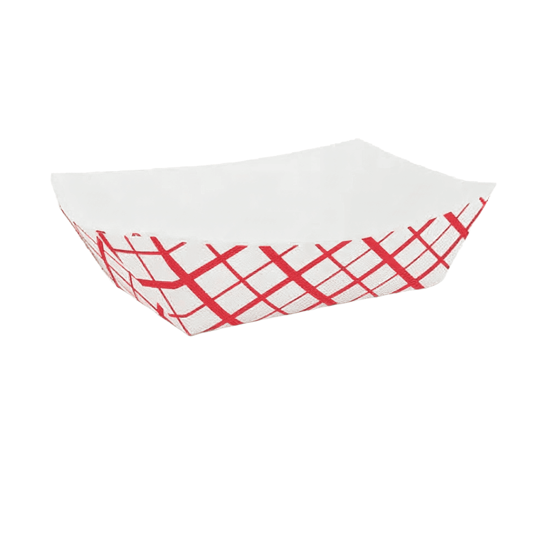 Food Tray 3 LB Paper Red Plaid 500/Case