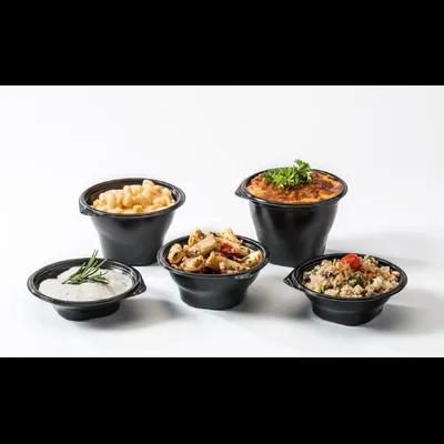 SideKicks® Take-Out Container Base 4.7X2.8X2.6 IN PP Black Round Microwave Safe 750/Case