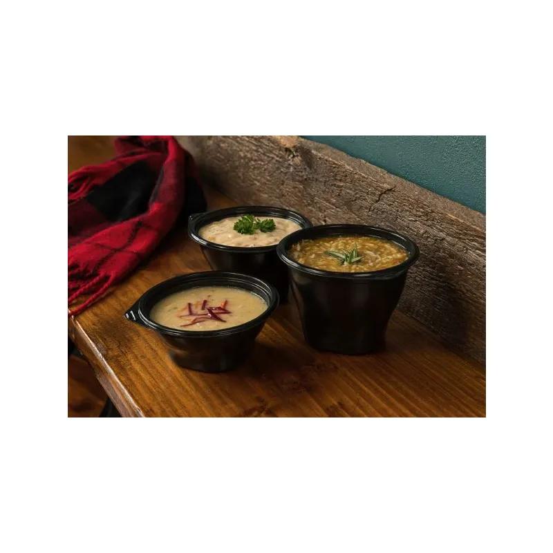 SideKicks® Take-Out Container Base 4.7X2.8X2.6 IN PP Black Round Microwave Safe 750/Case