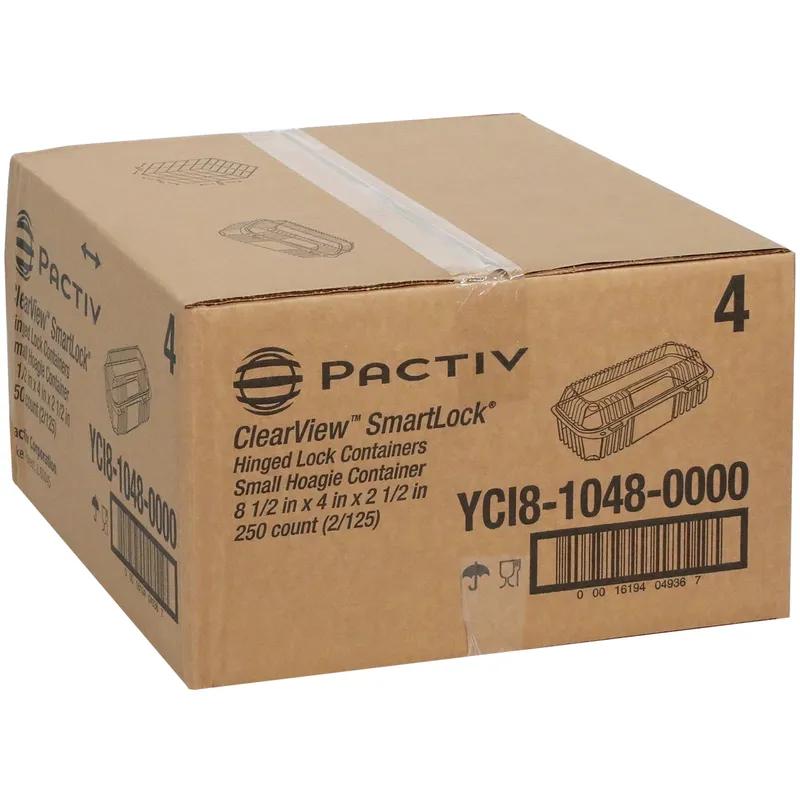 Hoagie & Sub Take-Out Container Hinged With Dome Lid Small (SM) 8.5X4X3.25 IN HIPS OPS Clear Rectangle 250/Case