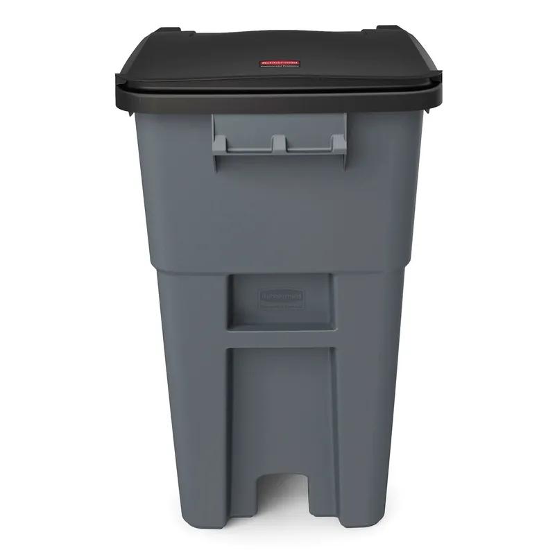 Brute® Trash 1-Stream Outdoor Trash Receptacle 30.08X24X39.58 IN 50 GAL Gray Resin With Hinged Lid Rollout 1/Each