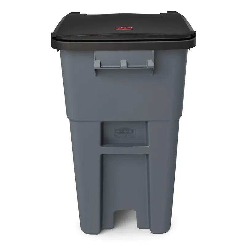 Brute® Trash 1-Stream Outdoor Trash Receptacle 30.08X24X39.58 IN 50 GAL Gray Resin With Hinged Lid Rollout 1/Each