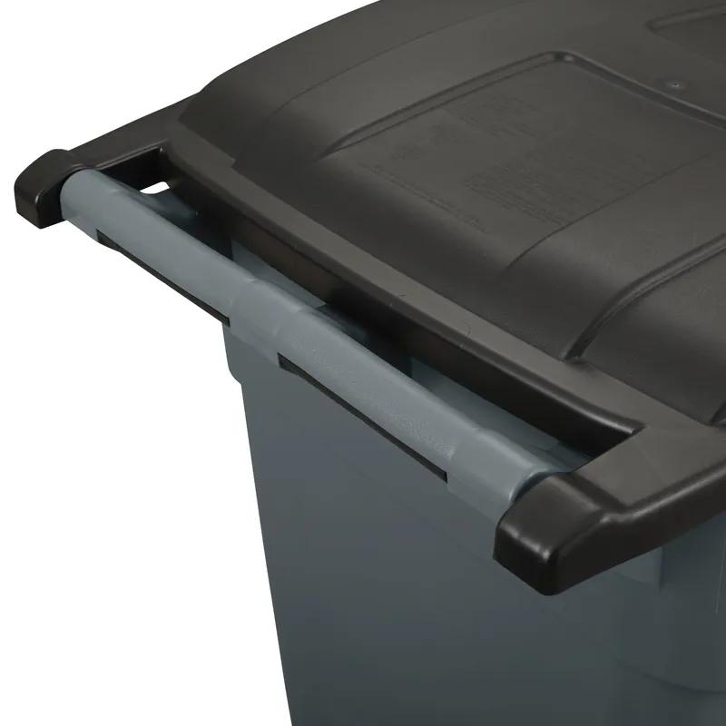 Brute® Trash 1-Stream Outdoor Trash Receptacle 30.08X24X39.58 IN 50 GAL Gray Resin With Hinged Lid Rollout 1/Each