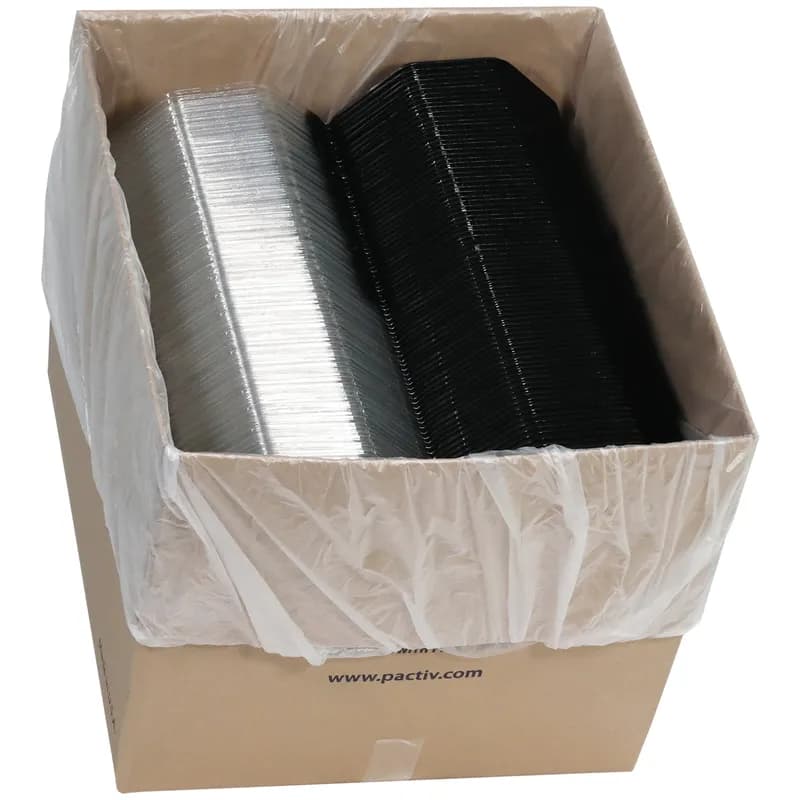 Take-Out Container Base & Lid Combo 32 OZ 4 Compartment RPET Black Clear Octagon 150/Case