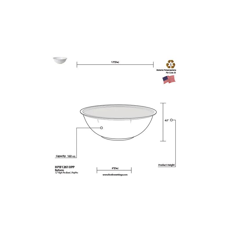 Bowl 160 OZ PP White 25/Case