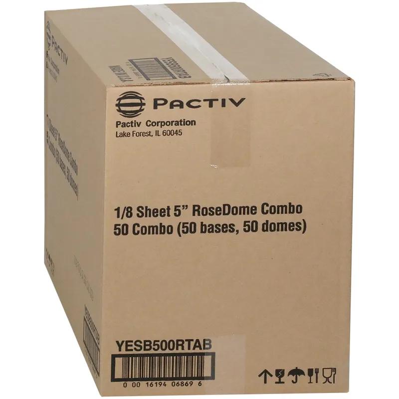 RoseDome Cake Container & Lid Combo With Dome Lid 1/8 Size 11X9X5 IN PET Clear Black Rectangle Long Tab 50/Case