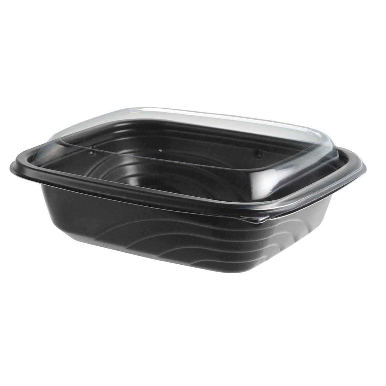 Cold Take-Out Container Base & Lid Combo With Dome Lid 16 OZ PP Black Clear Anti-Fog 201/Case