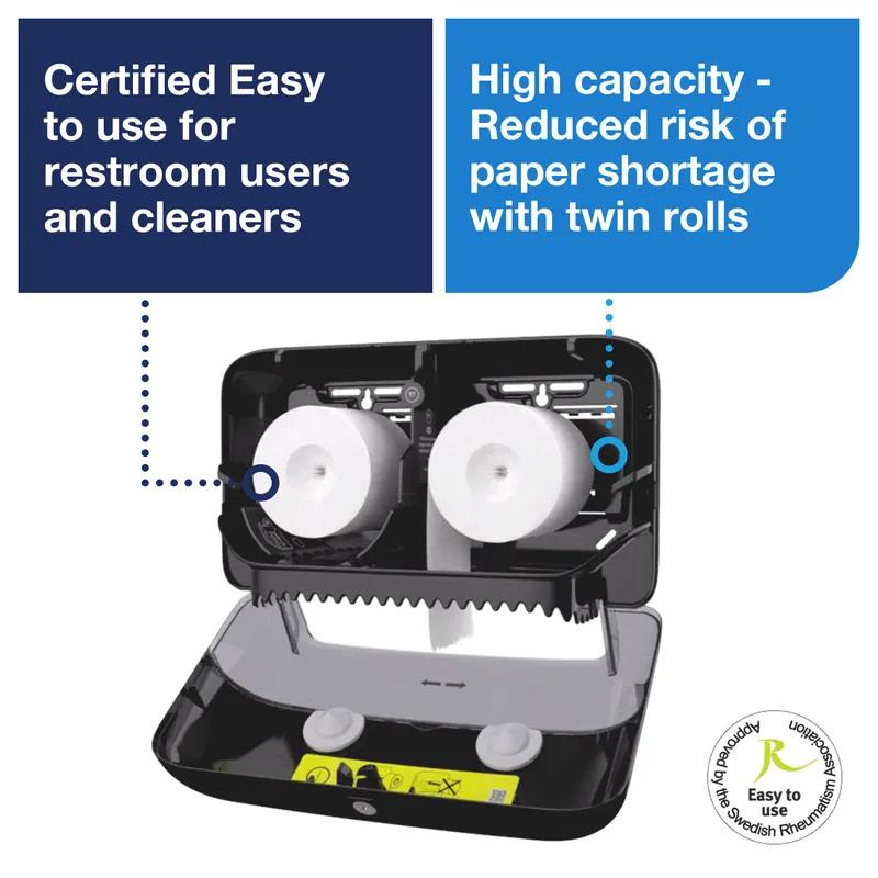 Tork T7 Toilet Paper Dispenser 5.078X14.173X8.228 IN Plastic Wall Mount Black Horizontal Coreless High Capacity 1/Each