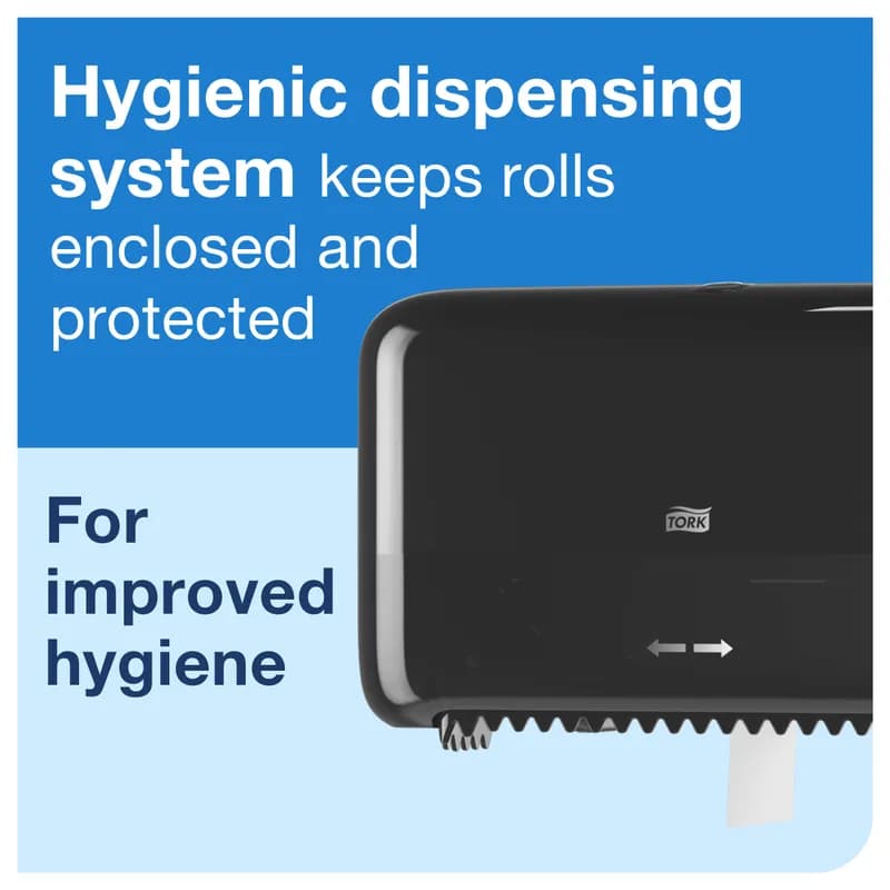 Tork T7 Toilet Paper Dispenser 5.078X14.173X8.228 IN Plastic Wall Mount Black Horizontal Coreless High Capacity 1/Each