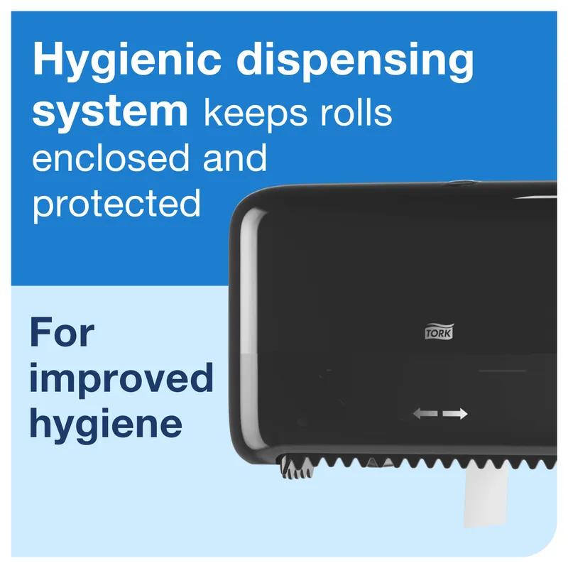 Tork T7 Toilet Paper Dispenser 5.078X14.173X8.228 IN Plastic Wall Mount Black Horizontal Coreless High Capacity 1/Each