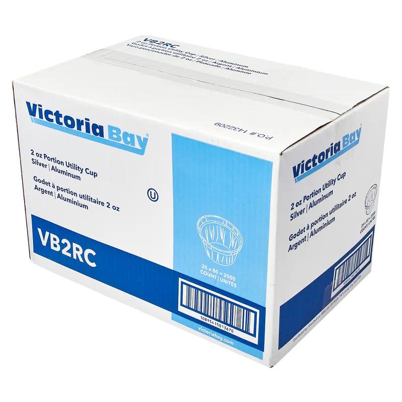 Victoria Bay Sauce Souffle & Portion Cup 2 OZ Aluminum Silver Round 80 Count/Pack 25 Packs/Case 2000 Count/Case