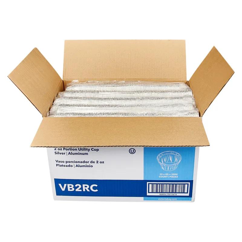 Victoria Bay Sauce Souffle & Portion Cup 2 OZ Aluminum Silver Round 80 Count/Pack 25 Packs/Case 2000 Count/Case